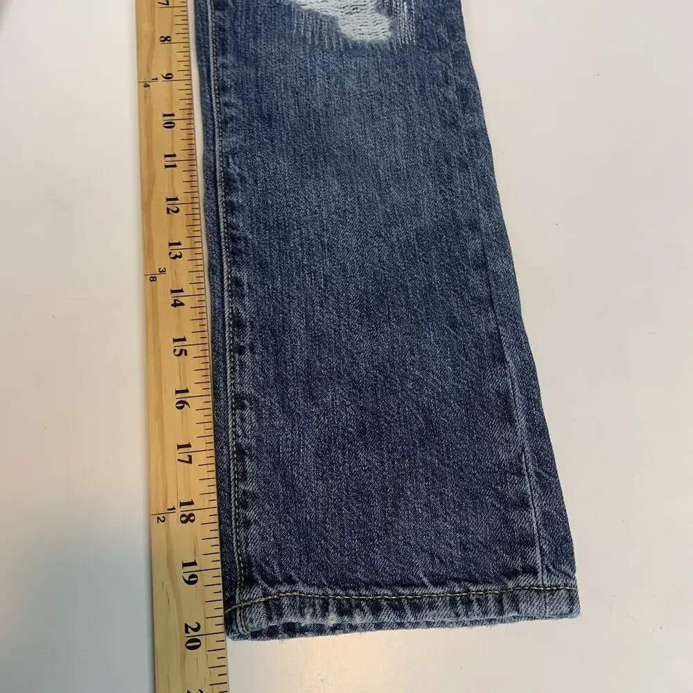 Gap Kids Jeans Boys‎ 7 Straight Distressed Destroyed Medium Wash Blue Denim